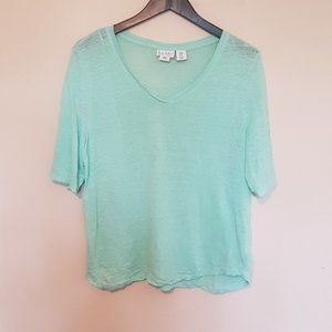 Nicole Miller aqua green  linen knit boxy tee
